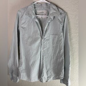 Frank & Eileen Blue/Green Micro Check Cotton Button Down Shirt L